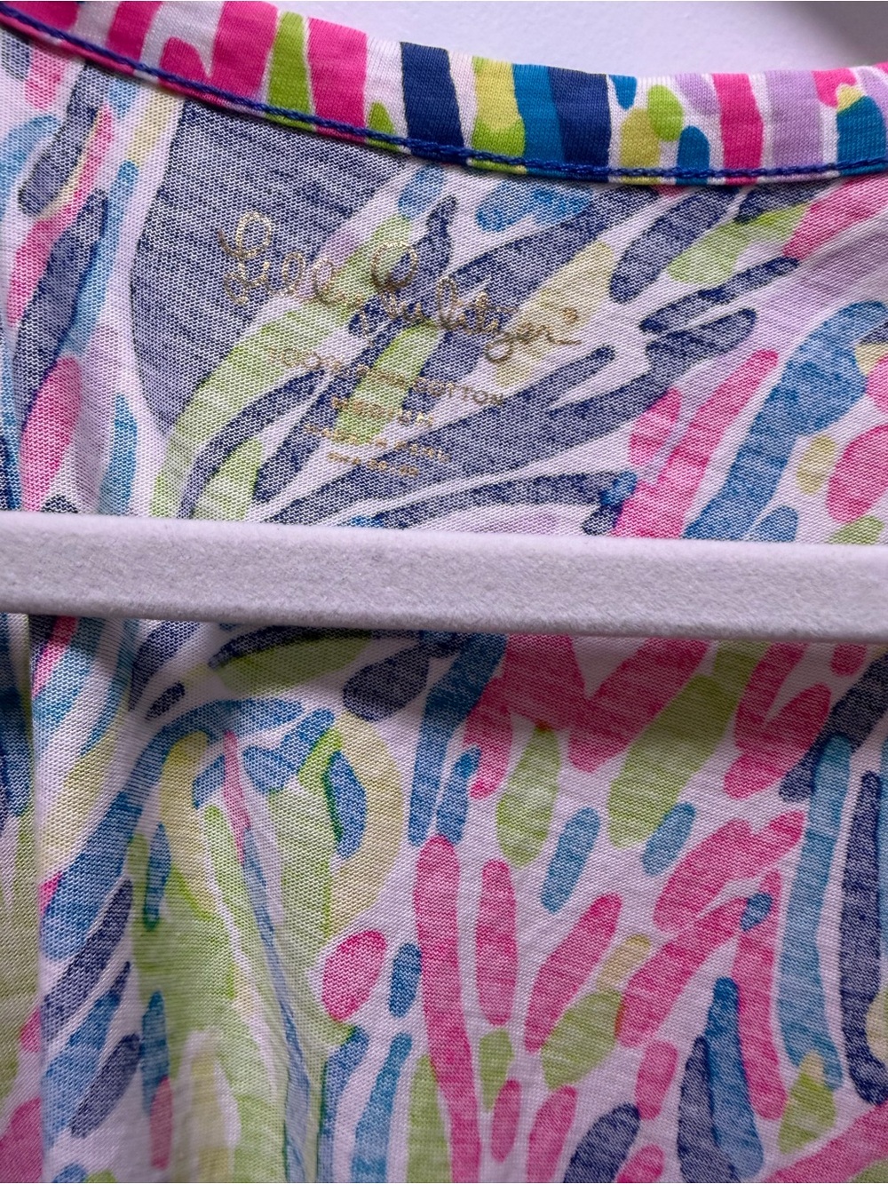 Lilly Pulitzer Multicolor Palm-Print V-Neck Dress (Pink, Blue, Green, Yellow) - Picture 4 of 4